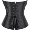 Black plus size corset top for women with a lace-up back and adjustable ribbons
