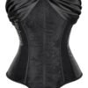 Elegant black plus size corset top for women with a stylish strapless design and textured fabric