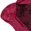 Luxurious burgundy plus size corset top for women featuring floral lace and satin finish