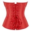 Red satin plus size corset top for women with lace-up back and adjustable ties