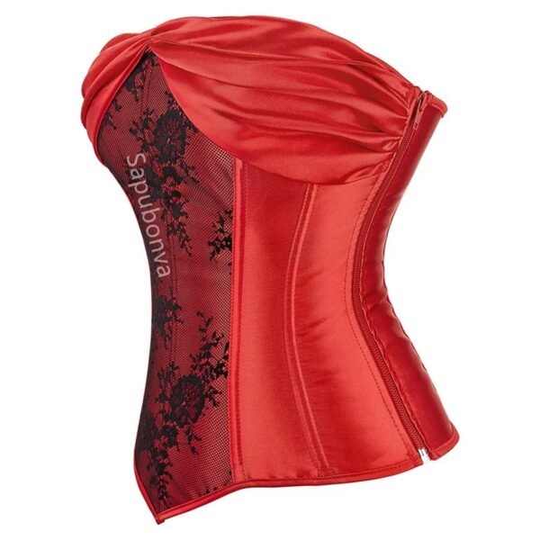 Plus Size Corset Top For Women Elegant Style 3 Plus Size Corset Top For Women Elegant Style Red satin plus size corset top for women featuring sleek design and supportive structure