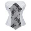 Elegant LuckeLadybug plus size corset top for women with white satin front and floral lace back design