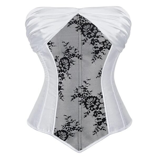 Plus Size Corset Top For Women Elegant Style 13 Plus Size Corset Top For Women Elegant Style Elegant LuckeLadybug plus size corset top for women with white satin front and floral lace back design
