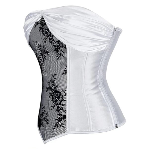 Plus Size Corset Top For Women Elegant Style 14 Plus Size Corset Top For Women Elegant Style Elegant white plus size corset top for women with black floral lace detailing and zip closure