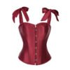 Satin Corset Tank Top For Women 32 Satin Corset Tank Top For Women Elegant burgundy satin corset tank top for women with bow straps and front button closure