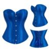 Royal blue satin corset top for women featuring a front clasp and lace-up design for an elegant look