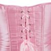 Close-up of a pink satin corset top for women showing lace-up back detail and shiny fabric