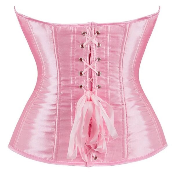 Satin Corset Top For Women In Pink 10 Satin Corset Top For Women In Pink Pink satin corset top for women with lace-up back and stylish design for a flattering silhouette