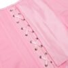 Pink satin corset top for women featuring lace-up details and smooth fabric for a stylish look