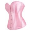 Pink Satin Corset Top for Women with Structured Boning and Front Hooks