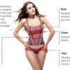 Sizing guide for a satin corset top for women with detailed measurement instructions