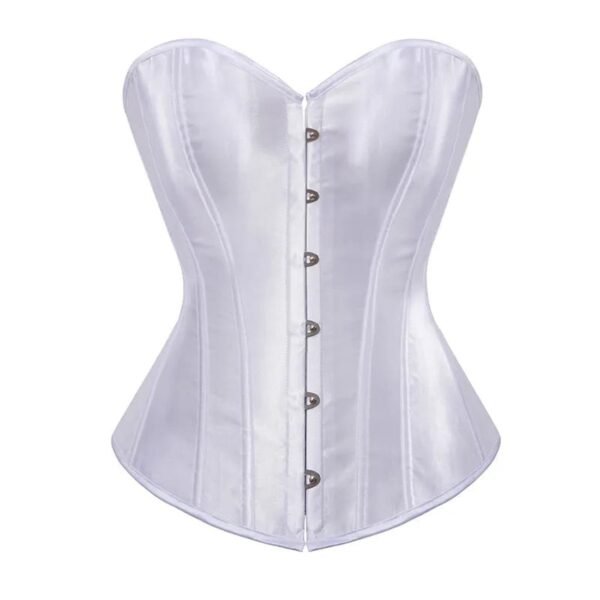 Satin Corset Top For Women In Pink 23 Satin Corset Top For Women In Pink White satin corset top for women featuring a structured design and front buttons for a flattering fit