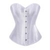 Elegant white satin corset top for women with a structured design and front button closures