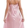 Elegant pink satin lace nightdress for women with delicate straps and a flowing silhouette