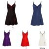 Satin night dress for women in black, blue, purple, red, and white colors with lace trim and adjustable straps