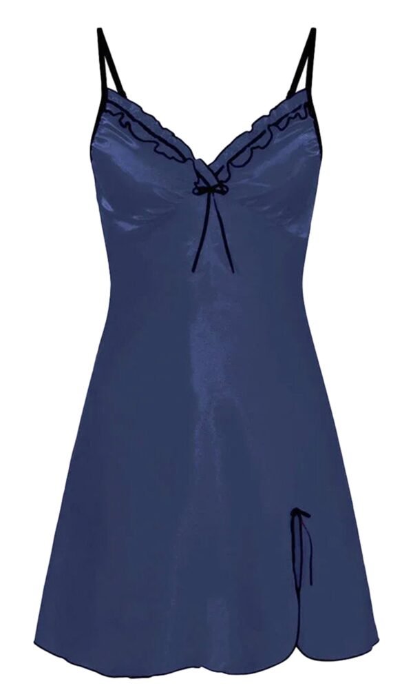 Satin Night Dress For Women Elegant Sleepwear 18 Satin Night Dress For Women Elegant Sleepwear Elegant navy satin night dress for women with delicate lace trim and adjustable straps