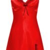 Red satin night dress for women with adjustable straps and lace detailing for a stylish sleepwear option