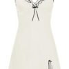 Elegant LuckeLadybug satin night dress for women featuring a delicate lace neckline and adjustable straps
