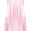Pink satin nightdress lingerie with delicate lace detailing and adjustable straps for a romantic feel