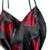 LuckeLadybug LLC Satin Slip Nightdress for Women with Red Heart Print and Adjustable Straps