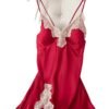 Red satin spaghetti strap nightgown with elegant lace detailing for a luxurious sleep experience