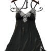 Luxurious satin suspender nightdress for women with intricate lace detailing and adjustable straps