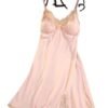 Elegant pink satin suspender nightdress for women with lace accents for a romantic look