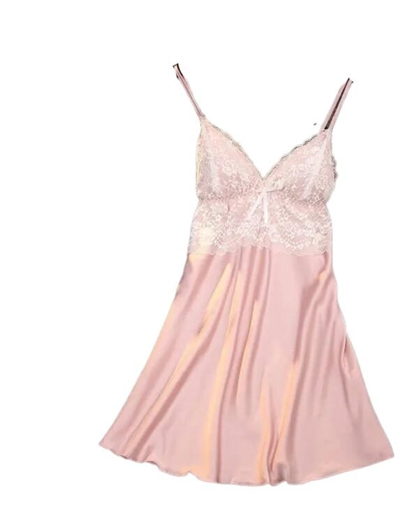 Satin Suspender Nightdress For Women 14 Satin Suspender Nightdress For Women LuckeLadybug LLC satin suspender nightdress for women in soft pink with lace detailing