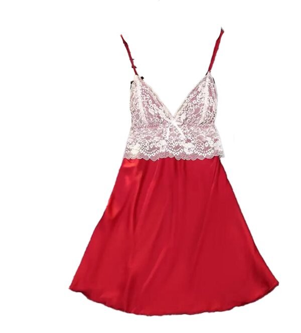 Satin Suspender Nightdress For Women 22 Satin Suspender Nightdress For Women Red satin suspender nightdress for women with lace detailing and adjustable straps