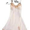 LuckeLadybug women's satin suspender nightdress with delicate lace trim for a luxurious sleepwear look