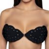 Scalloped Edge Adhesive Bra With Polka Dots 5 Scalloped Edge Adhesive Bra With Polka Dots LuckeLadybug LLC black scalloped edge adhesive bra with polka dot design worn by model