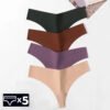 Set of five seamless thongs for women in various colors, ideal for comfortable everyday wear