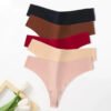 Variety of seamless thongs for women in five colors showing smooth fabric and comfortable fit