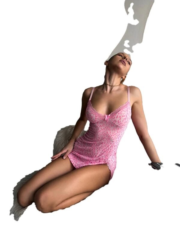 Sensual Lace Babydoll Dress Trendy Style 5 Sensual Lace Babydoll Dress Trendy Style LuckeLadybug LLC Sensual lace babydoll dress in pink with leopard print design and delicate details