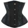 Sexy adjustable corset bustier in black with intricate detailing and front fastening for a flattering silhouette