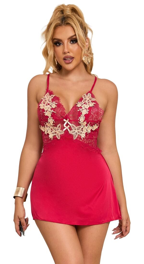 Sexy Babydoll Nightgown For Women 1 Sexy Babydoll Nightgown For Women Red sexy babydoll nightgown for women with lace details and adjustable straps