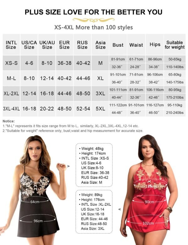 Sexy Babydoll Nightgown For Women 6 Sexy Babydoll Nightgown For Women LuckeLadybug sexy babydoll nightgown for women in black and red with floral detailing and sizes XS to 4XL