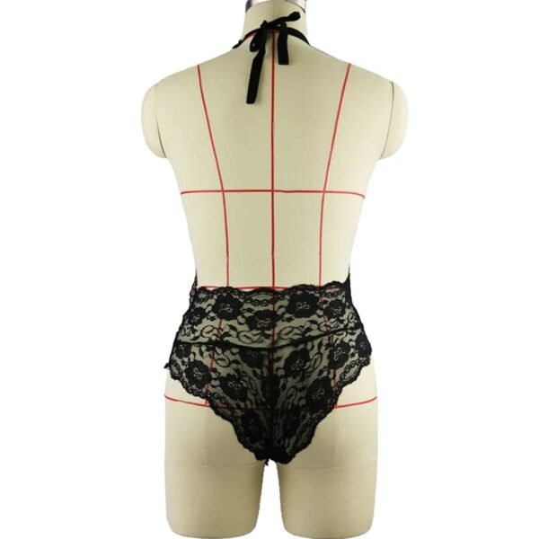 LuckeLadybug Sexy Black Lace Teddy Lingerie for Allure 6 LuckeLadybug Sexy Black Lace Teddy Lingerie for Allure Sexy black lace teddy lingerie featuring delicate floral lace and adjustable halter neck design