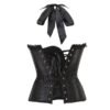 Black sexy corset top for women with lace-up front and detachable satin ribbon for versatile styling