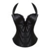 Elegant black sexy corset top for women with ruffle details and bow accent