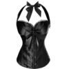 Sexy Corset Top For Women With Bow Detail 8 Sexy Corset Top For Women With Bow Detail Black satin sexy corset top for women with a bow and halter neck design