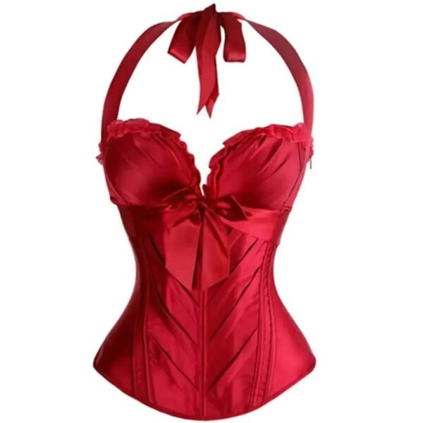 Sexy Corset Top For Women With Bow Detail 51 Sexy Corset Top For Women With Bow Detail Red Satin Sexy Corset Top for Women with Halter Neck and Bow Detail