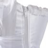 Elegant white sexy corset top for women featuring a zipper closure and ruffled trim