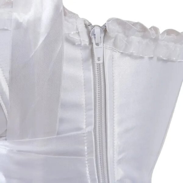 Sexy Corset Top For Women With Bow Detail 49 Sexy Corset Top For Women With Bow Detail Elegant white sexy corset top for women featuring a zipper closure and ruffled trim