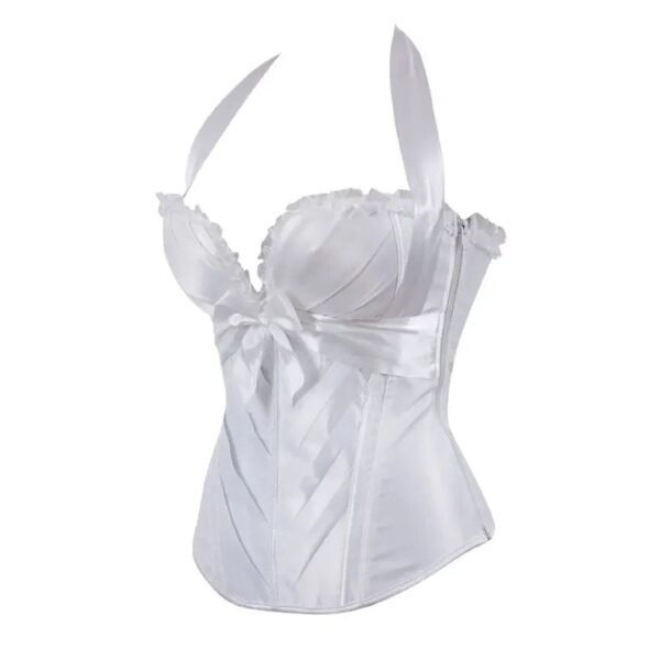 Sexy Corset Top For Women With Bow Detail 47 Sexy Corset Top For Women With Bow Detail Elegant white sexy corset top for women with satin material and ruffled edges