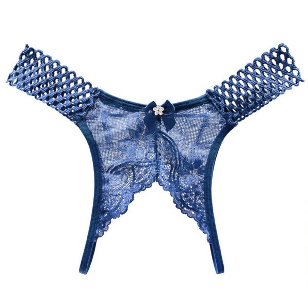 Sexy Crotchless Thongs For Women 31 Sexy Crotchless Thongs For Women Navy blue sexy crotchless thongs for women with lace details and a bow accent for a playful look