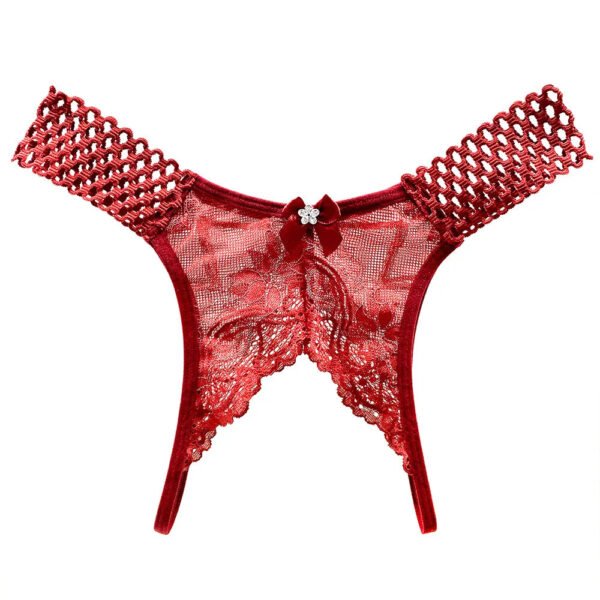 Sexy Crotchless Thongs For Women 34 Sexy Crotchless Thongs For Women Red lace sexy crotchless thongs for women with decorative bow and detailed cutout design