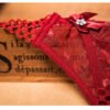 Red sexy crotchless thongs for women with lace detailing and decorative bow