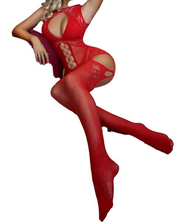 Sexy Fishnet Bodystocking For Women 29 Sexy Fishnet Bodystocking For Women Seductive red sexy fishnet bodystocking for women with open design and floral lace accents
