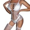 LuckeLadybug sexy fishnet bodystocking for women with intricate lace design and cutouts